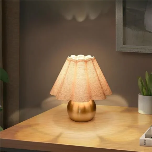 Gold bedside table lamp small nightstand light brass modern bedroom decor