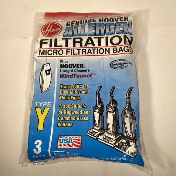 Type Y Hoover Vacuum Bags‎ Micro Filtration Allergen Genuine NIP 4
