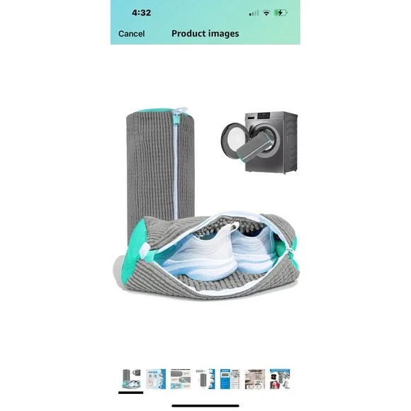 Shoe washing machine bags, 2 pack X-Large durable, thick soft tennis Shoes‎ Gray