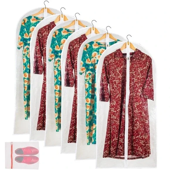24 Pcs Clear Garment Bags 24x48 Inch Plastic Hanging Clothing Covers Set UA1282