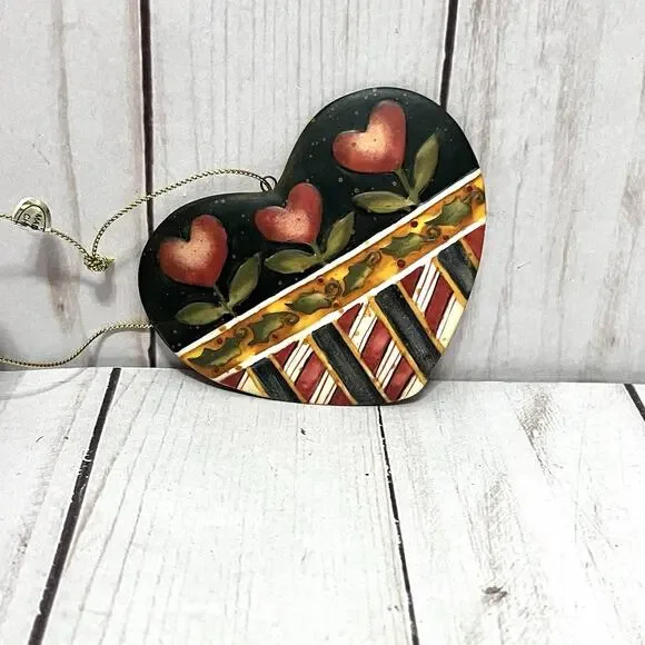 Lang Ornaments #6 Holly Hearts Karen Hilliard Good Americana Heart With Box