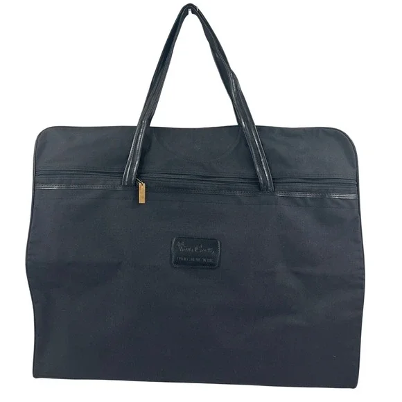 Vintage Pierre‎ Cardin Black Nylon Travel Garment Bag Zippered Carry 80's Tag