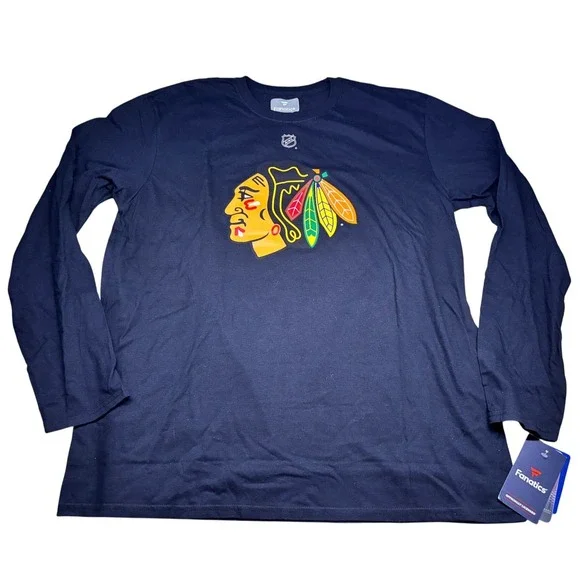 Fanatics Chicago Blackhawks Connor Bedard Men XL Navy Long Sleeve T-Shirt 98 NHL
