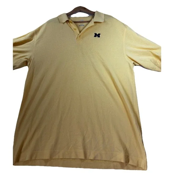 Cutter & Buck Polo Shirt Mens 4XL Yellow Michigan Wolverines Football S/S Golf