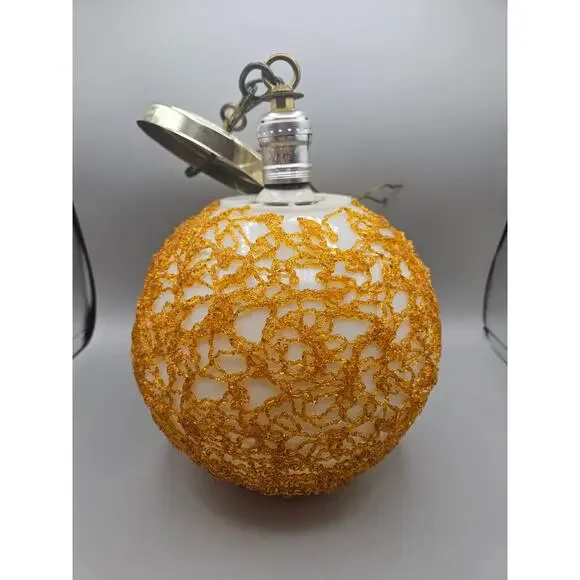 Vintage MCM Spaghetti Lucite Ceiling Light Lamp Amber Lucite *READ