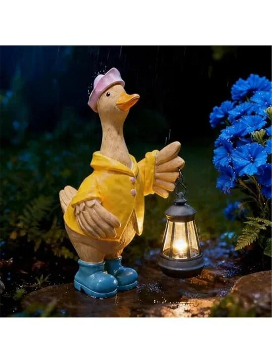 Solar Goose Garden Statue Decor with Solar Light Resin Solar, 11.6 inches