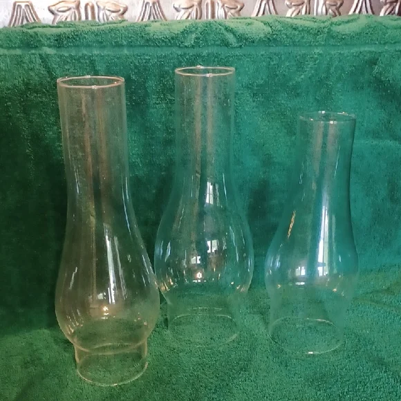 Clear Glass Chimney Vase - Set of 3 Replacement Lamp Globes