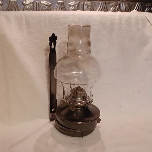 Vintage Clear Glass and Bronze Lantern
