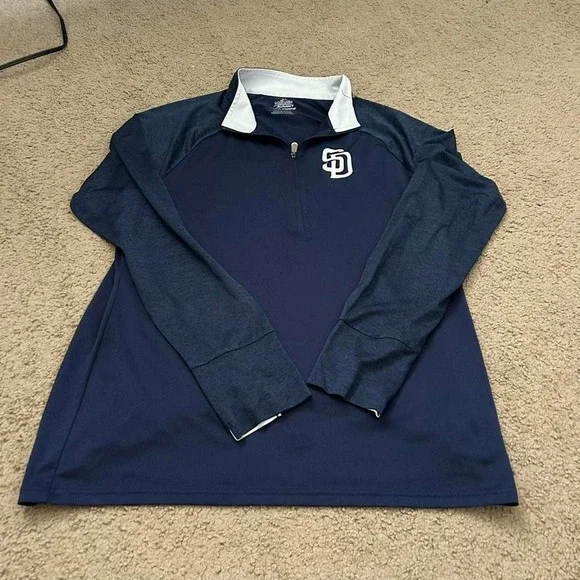 Vintage Majestic Navy San Diego Padres quarter zip pullover