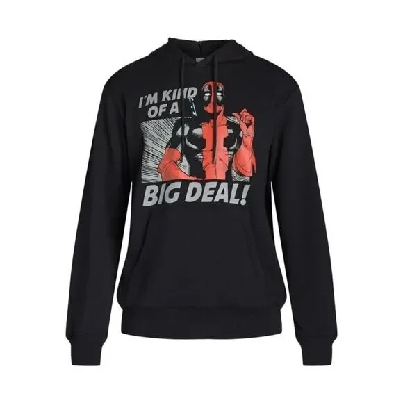 Deadpool Hoodie Men's XXL Black Pullover Long Sleeve