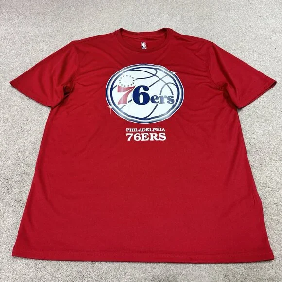 NBA T-Shirt 76ers Red Short Sleeve Men’s Size Large