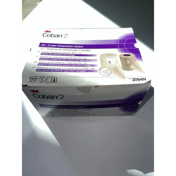 3M Coban 2, 2 Layer Compression Bandage System # 2094N w Nylon Stocking To Cover