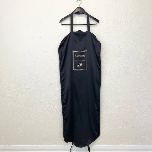 Balmain Paris H&M Garment Dust Bag Travel Black Satin 56x22