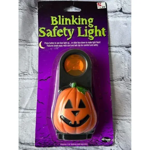 Vintage Rare 1990's Blinking Pumpkin Halloween Trick or Treat ‎ Saftey Light