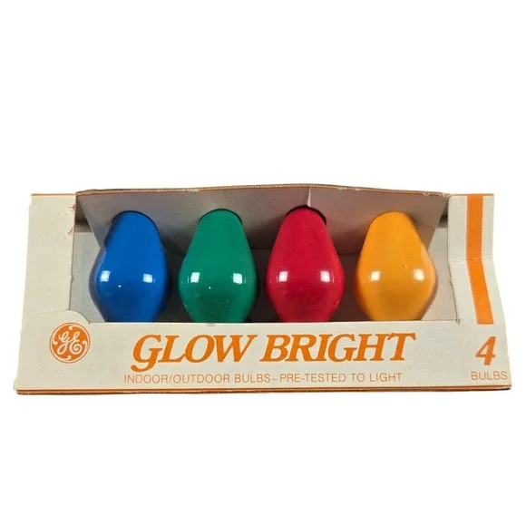 GE Glow Bright C7 Christmas Bulbs 4pk Multi Color Vintage C7-CC 5W Bulbs