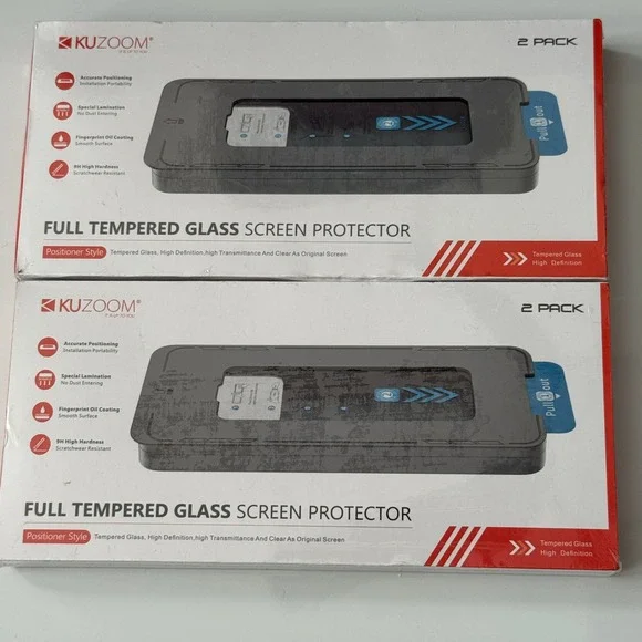 KUZOOM Full Tempered Glass‎ Screen Protector 4 Pack for iPhone 13 Positioner