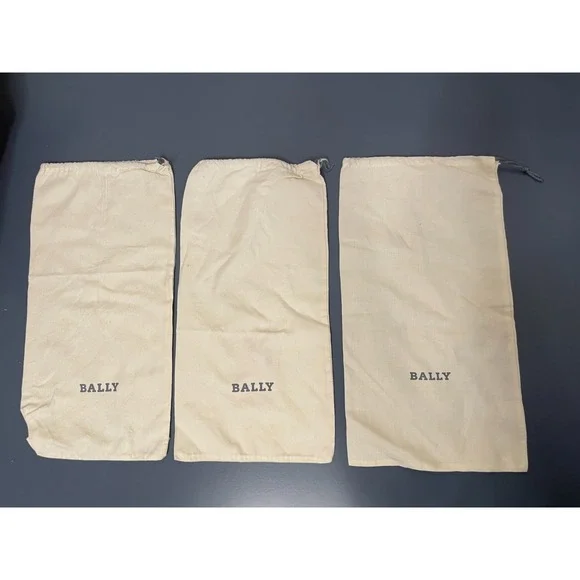 Bally Dust Bags Set of 3 Shoe Storage Travel Ivory‎ Cloth Drawstring 14