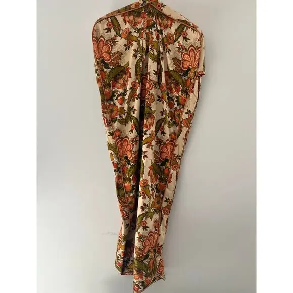 1970s Vintage Hanging Travel Garment Bag Orange & Green Floral JL