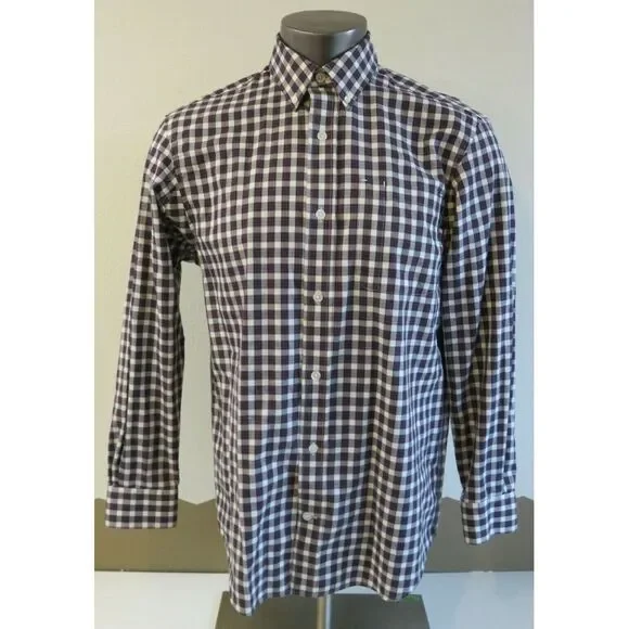 Mens Duluth Trading Long Sleeve Button Front Plaid Shirt Size M Plaid Blue White