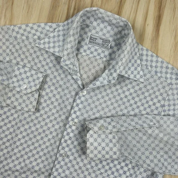 True Vintage Men's Pattern Geo Long Sleeve Button Shirt Size 15.5 Disco Medium