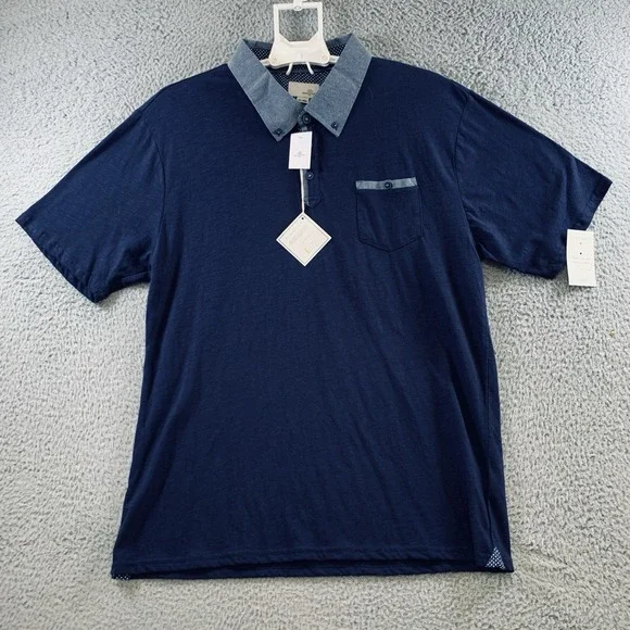 NWT Craft + Flow Good Life Polo Men's XXL Navy New Contrast Collar Short Sleeve