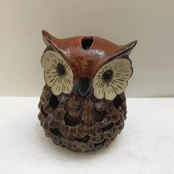 Vintage Fall Owl-Bohemian Folk Art Candle Cover with Perforations Shadow…