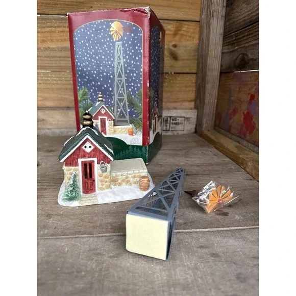 Christmas Valley 1993 Farm Windmill & Pump House Lighted Christmas Village *READ