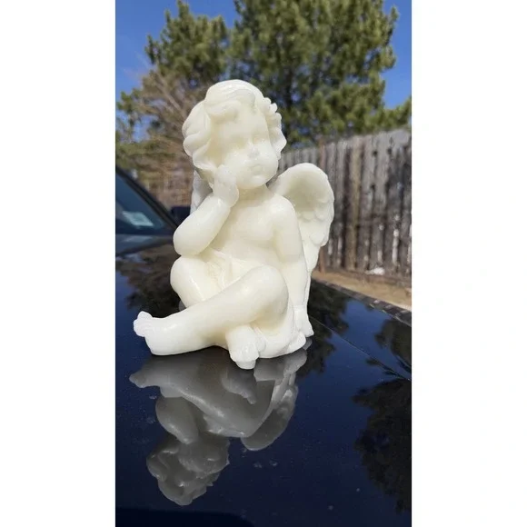 LED Cherub Angel Figure White Battery Operated 8