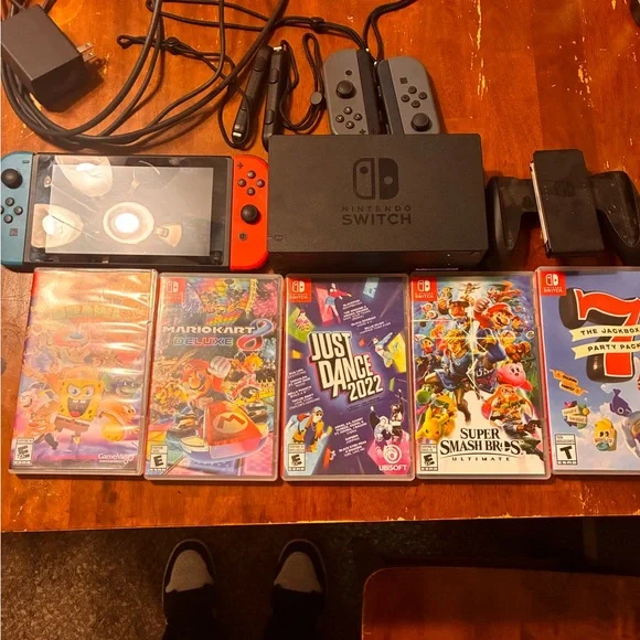 Nintendo Switch Console with Red and Blue Joy-Con