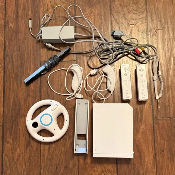 Nintendo Console with White and Gray Accessories