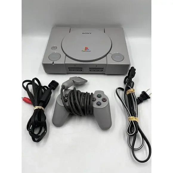 Sony PlayStation 1 Console + Original Controller & Cords - Tested Great
