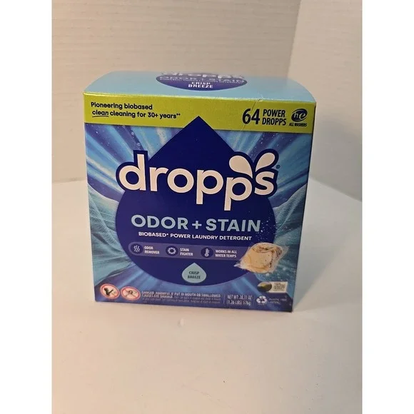 Dropps Odor & Stain Biobased Power Laundry Detergent‎ 64 Ct Crisp Breeze 1 Pack