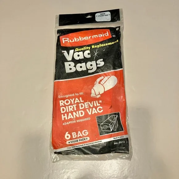 Rubbermaid Vacuum Bags For Royal Dirt Devil Hand Vac Type G 6 Bags w Bactrastat