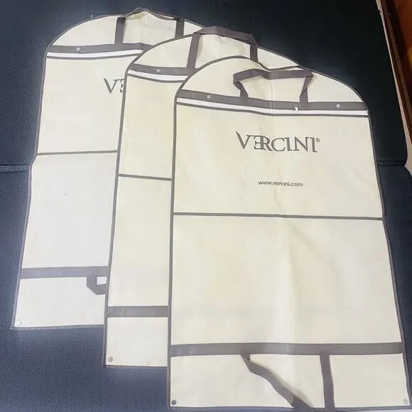3 -pcs Vercini Brand Suit Garment Travel Clothings Hanger Bags Beige Brown
