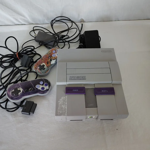 Nintendo Super NES Console - Gray with Purple Accents