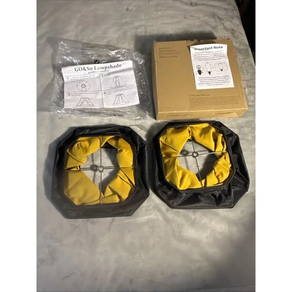 GO&So Lampshade Set of 13.5in Black Yellow Collapsible Handmade New