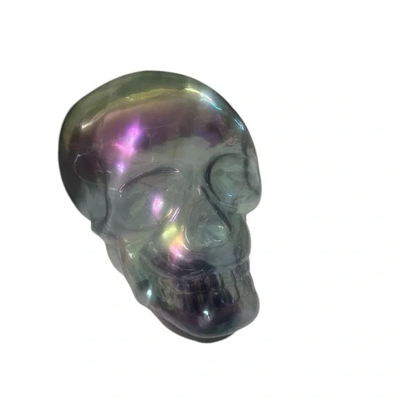Barnes & Noble Purple Green Skull Light Glass Irridescent Accents Halloween