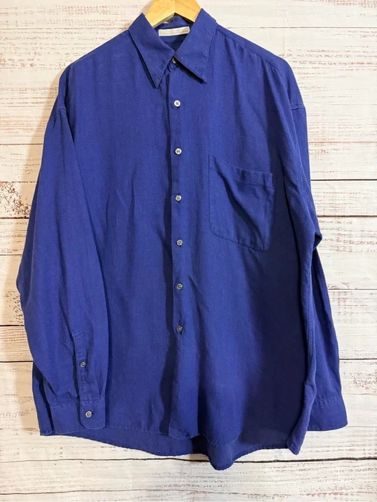 Perry Ellis Men's Blue 100% Cotton Button-Up Shirt