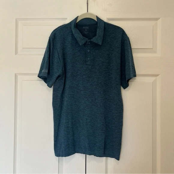 RHONE Performance Polo Blue Green Teal Short Sleeve Mens Medium