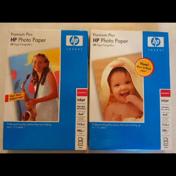 HP Premium Plus Soft Gloss Photo Paper 4 x 6 (lot of 2) 60 sheets per pack NEW