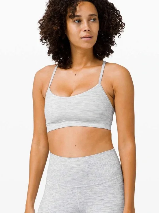 Lululemon Flow Y Bra Nulu Size 4 Gray Striped Racerback