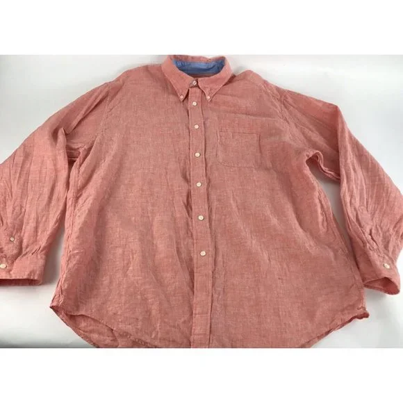 Men's Brooks Brothers‎ 100% Linen Salmon Long Sleeve Button Up Shirt XL