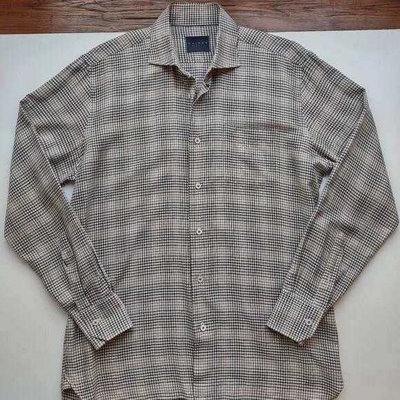 Calder Carmel Limited Edition Mens Button Up Plaid Shirt Business Casual Medium