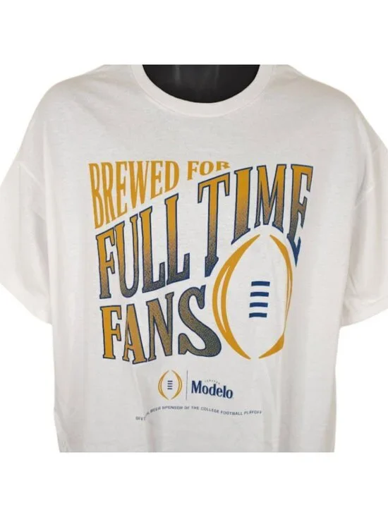 Football T Shirt Mens Size XL White Cerveza Modelo Brewed For Full Time Fans