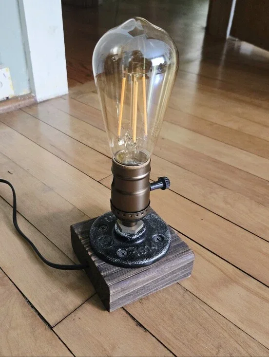 Vintage Industrial Edison 1914 Table Lamp – Rustic Handmade Accent Light