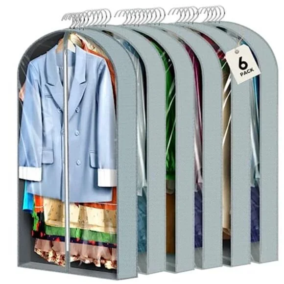Garment Bags For Hanging Clothes Clear Suit Storage Bags Closet Organizer 6 Pack