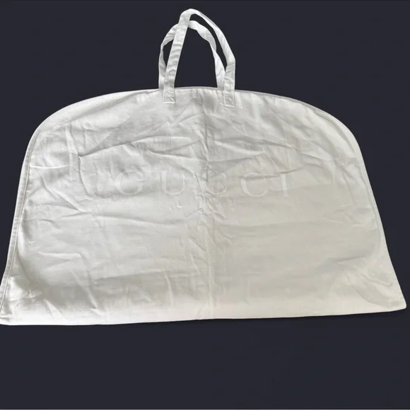Gucci White Garment Bag Huge Zip Snap Fold Handles