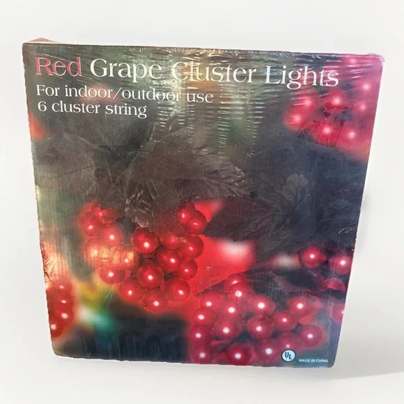 Vintage Red Grape Cluster Lights Indoor/Outdoor 6 Clusters New Sealed Box 2 Pack