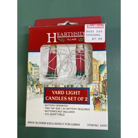 Vintage 1993 Lemax Dickensvale‎ Dual Power Candle Yard Lights Retired 34055