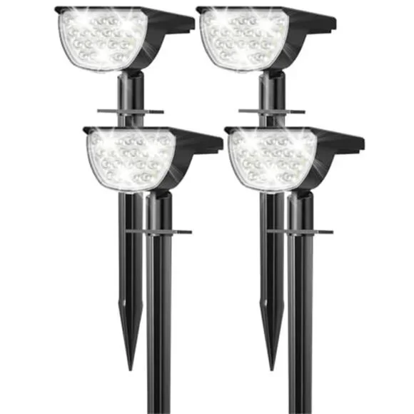 Solar Spot Lights Outdoor 76 LED Waterproof Landscape Pathway 4 Pack